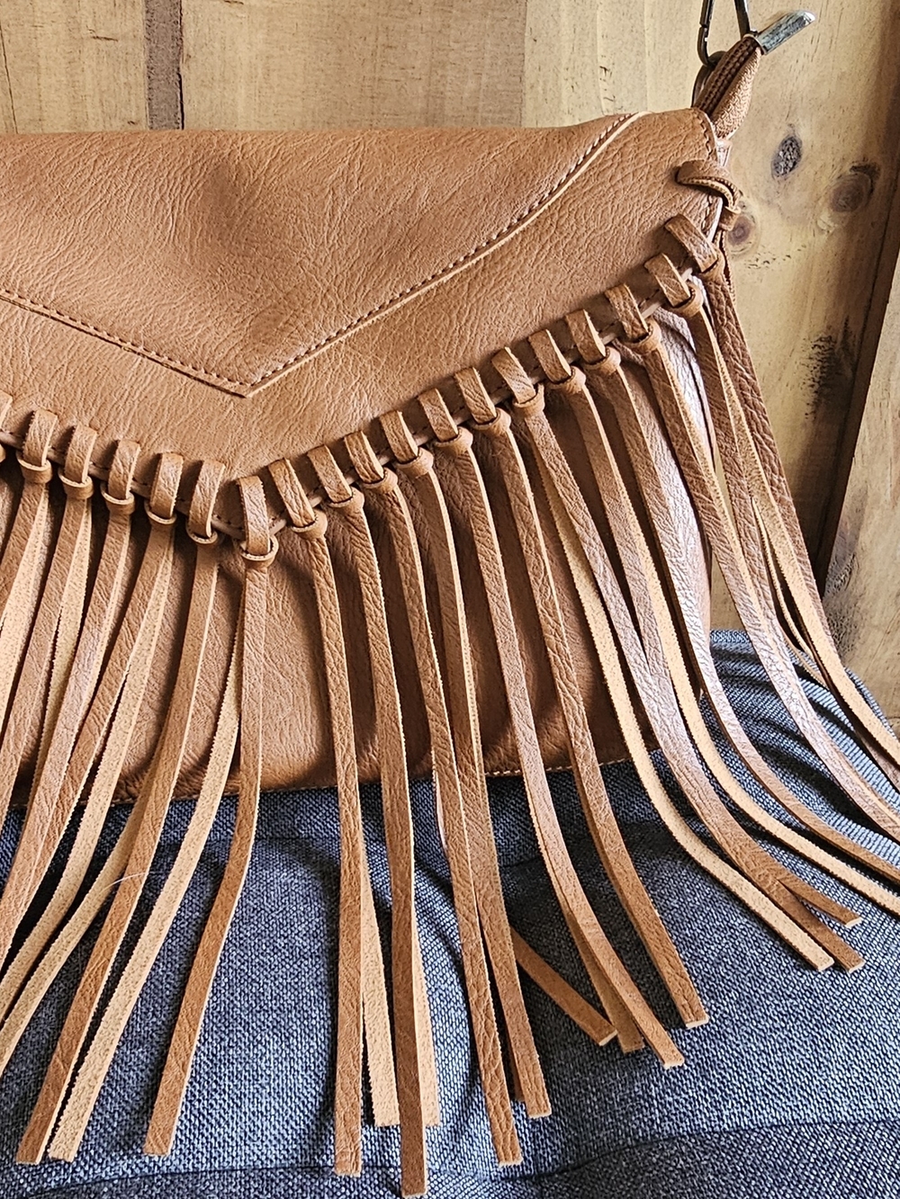 Brown Leather Fringe Purse